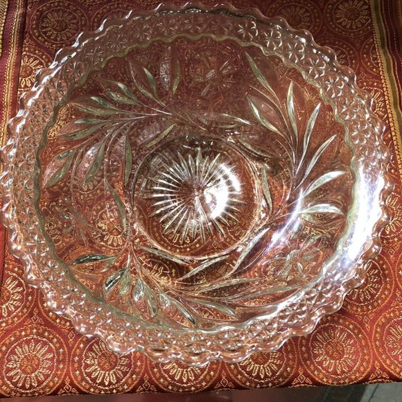 Vintage American Brilliant Cut Floral Pattern Glass Bowl 1930's